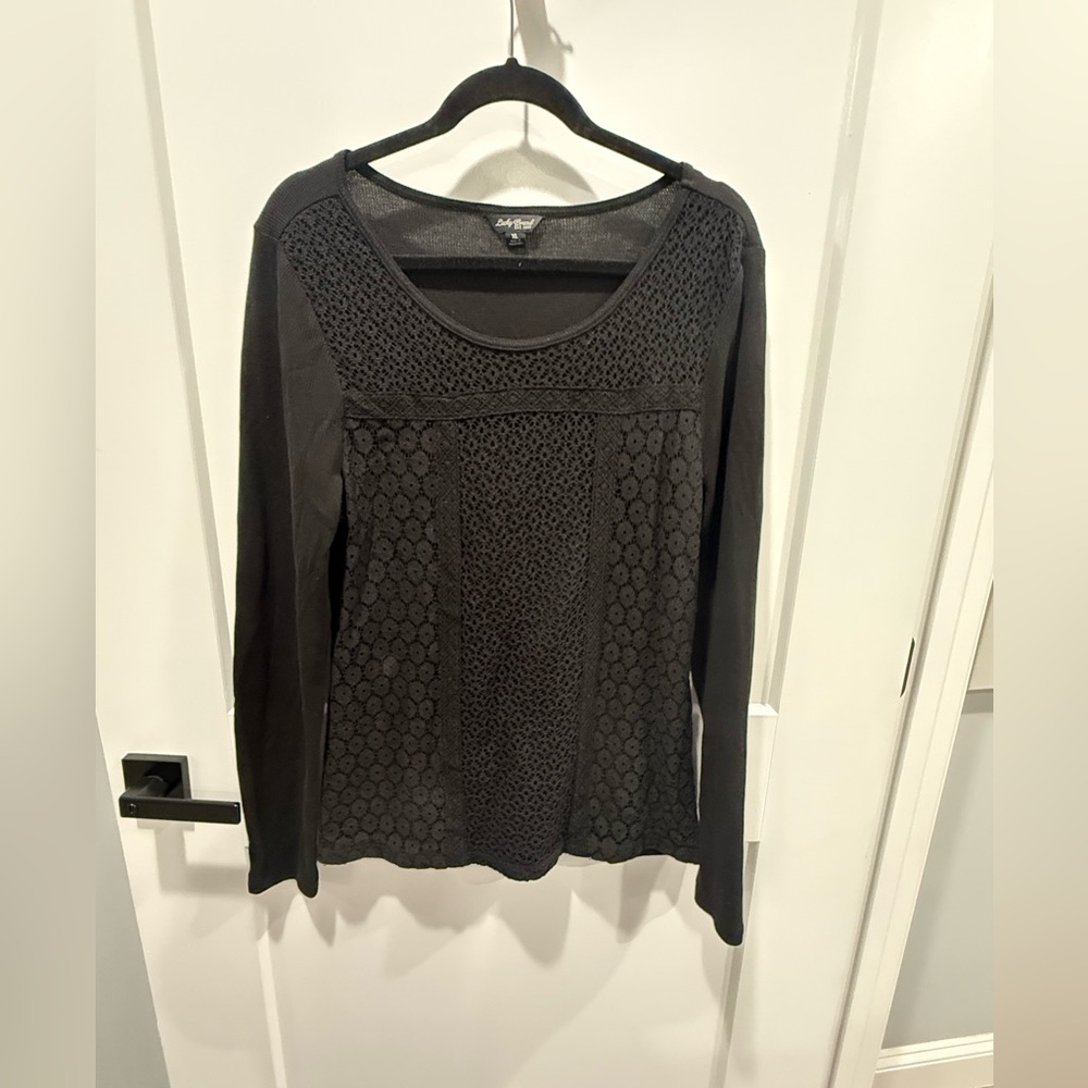 Lucky brand crochet long sleeve top size large